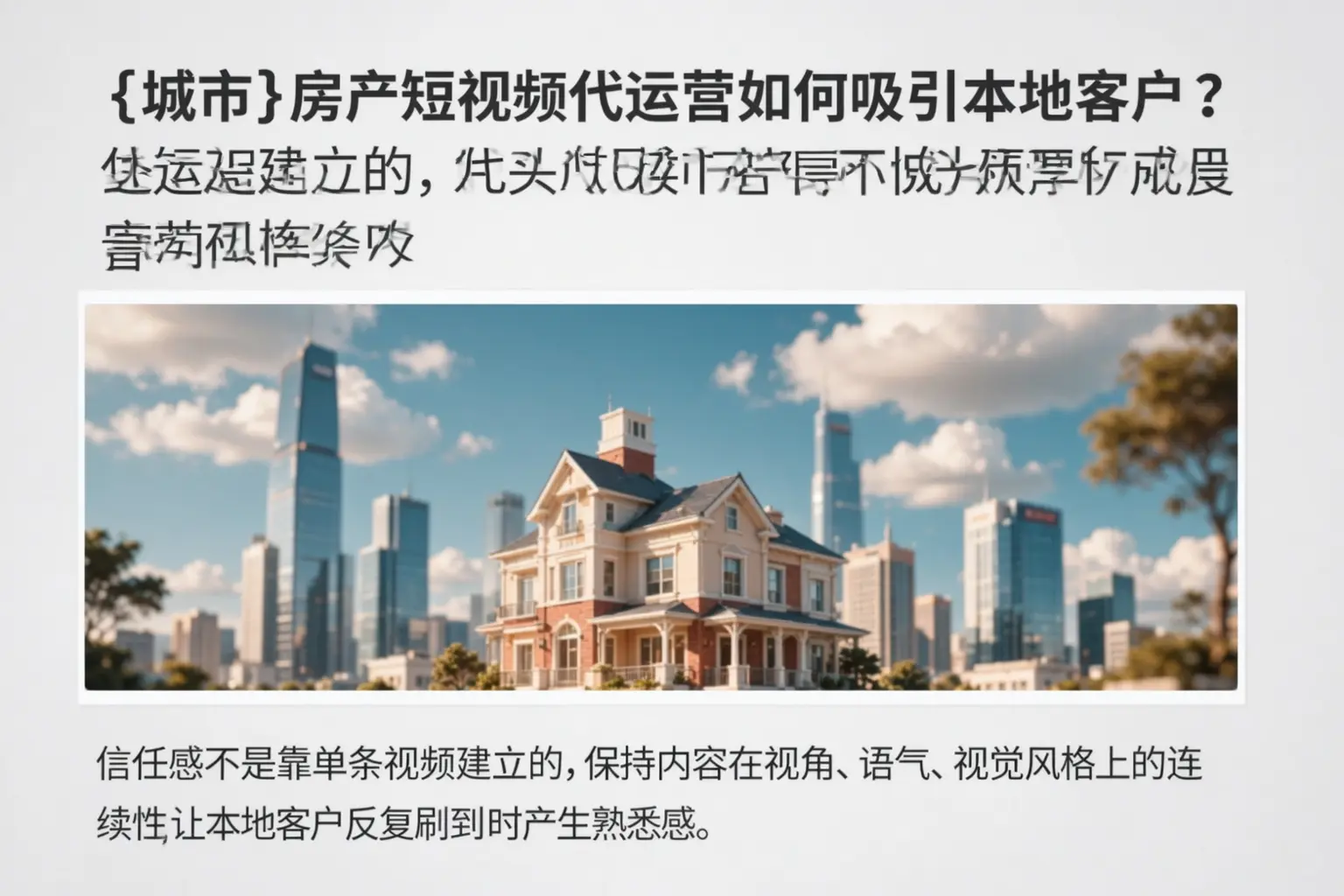 赛罕房产短视频代运营如何吸引本地客户？